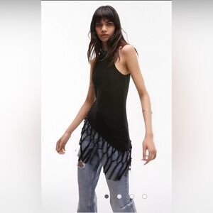 Topshop macrame style tank top in black
